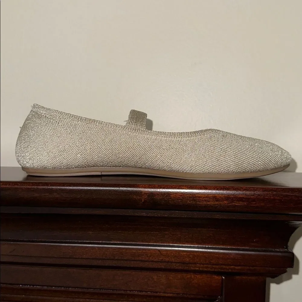 AEROSOLES 8.5 BOAZ Tan Gold Metallic Comfortable Knit Mary Jane Ballet Flats